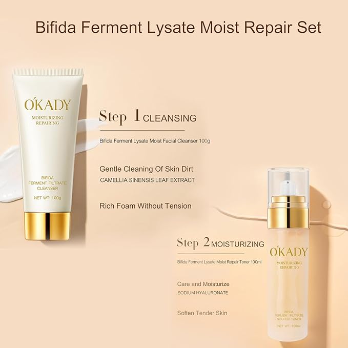 O'KADY Bifida Ferment Lysate Moist Repair Set Skincare set with Bifidobacterium fermentation decomposition ingredients for moisturizing nourishing making the skin soft smooth men's skincare