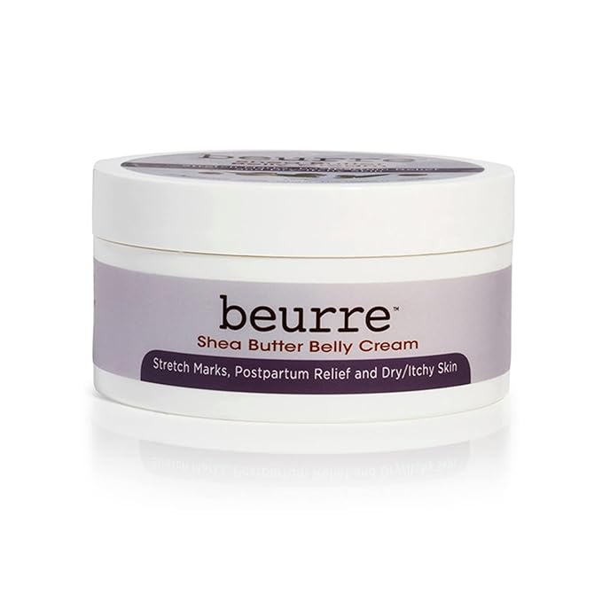 Beurre Shea Butter Belly Cream Pregnancy Lotion for Stretch Marks and Dry Skin, Vegan Skin Care, Light, Non-greasy| 7.8 oz.