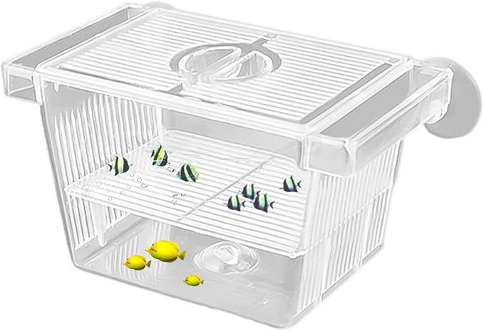 1/2 Fish Acclimation Box - Acrylic Hatchery Incubator Tank, Fish Breeder Box with 2 Suction Cups | Easily Install Breeding Isolation Box, Floating Breeding Box for Baby Fishes Shrimp Betta Guppy