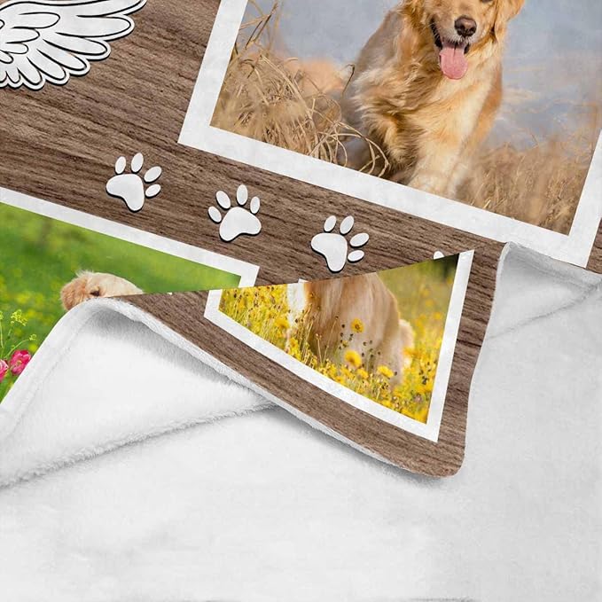 Artsadd Personalized Throw Blanket with Dog Cat Pet Photo,Dog Memorial Picture Customized Blanket in Loving Memory for Family and Friends Custom Bed Throw Blanket Sympathy Remembrance Gift