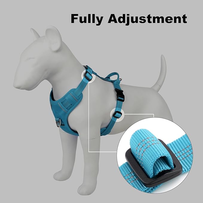Plutus Pet No Pull Dog Harness, Reflective Adjustable Dog Vest Harness with Handle, Escape Proof, Soft Padded for Small Medium Large Dogs (Light Blue, XS)