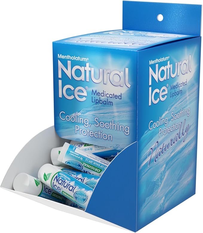 Natural Ice Original Medicated Lip Balm, Hydrating Lip Care for Dry, Chapped Lips, Moisturizing Formula with SPF 15 Helps Prevent Sunburn, Protection for Smooth, Soft Lips (Pack of 48)