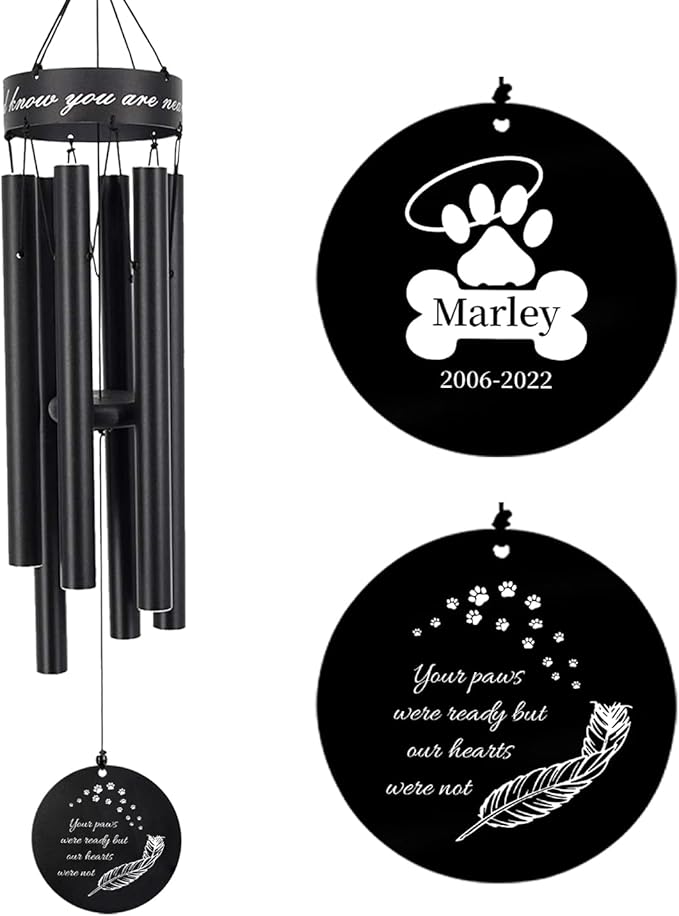 Personalized Memorial Dogs Wind Chimes for Loss Pets, Sympathy Gifts for Pet Passing Away Rememberance, Bereavement Gifts for a Grieving Pet Owner