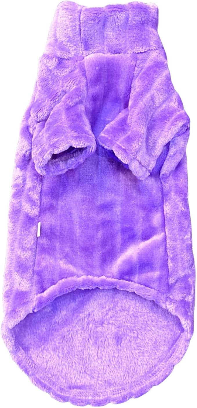 Turtleneck Sweater for Sphynx Cat Soft Coral Fleece Cat Clothes Thick Winter Warm Outfit Coat for Hairless Cats and Small Dogs Apparel with Sleeves (Purple, M (5-7 lbs))