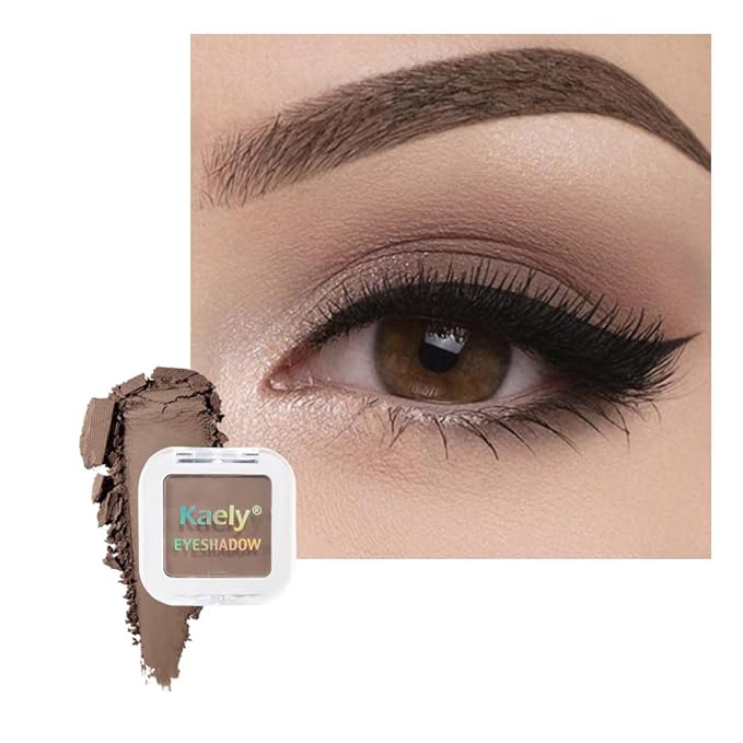Kaely Pressed Single Eyeshadow Makeup, Cocoa Brown Matte Highly Pigmented Monochrome Eye Shadow Palette, Waterproof Neutral Powde Mini Eyeshadow, sombras para ojos, Lightweight Blendable, 18