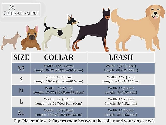 ARING PET Velvet Dog Collar and Leash Set, Soft Purple Dog Collar and Leash, Adjustable Collars for Dogs