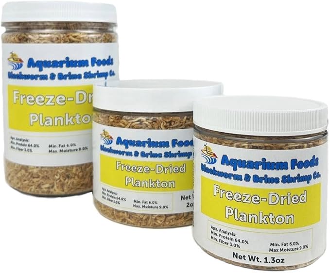 Aquatic Foods Inc. Pacific Plankton - Freeze-Dried Plankton for Discus, Cichlids, Koi & Pond Fish, All Community Tropical Fish, All Marine Saltwater Fish, Corals, Sea Anemones…3.8oz Lg Round Jar
