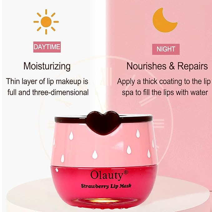 3Pcs Bee Lip Balm Lip Mask Honey Pot, Galentines & Valentines Day Gifts, Strawberry, Watermelon, Honey Balm Party Favors, Moisturizing Lip Mask Overnight Reduces Lip Lines Prevention Dry Lip