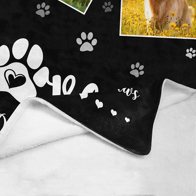 Dog Cat Memorial Blanket Custom Name Remembrance Gift for Family and Friends Personalized Fleece Throw Blanket with Pet Photo, Customized Soft Bed Throw Blankets Made in USA