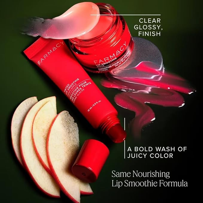 Farmacy Apple A Day Lip Balm Kit - Tinted Lip Peptide Treatment & Overnight Balm Duo - Moisturizing, Plumping & Hydrating Skincare Kit - Gift Sets for Her (2 Count)