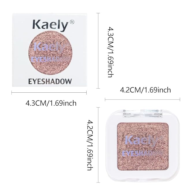 Kaely Pressed Single Eyeshadow Makeup, Amber Rush Shimmer Highly Pigmented Monochrome Eye Shadow Palette, Waterproof Neutral Powde Mini Eyeshadow, sombras para ojos, Lightweight Blendable, 21