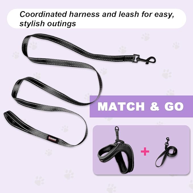 Cat Harness and Leash Set,Escape Proof Kitten Harness,Step in Adjustable Soft Lightweight,Easy Control,Reflective Strips Comfortable for Walking Travel(Black,XS)