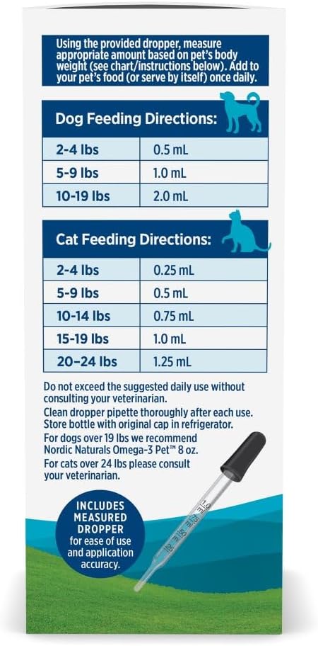 Nordic Naturals Omega-3 Pet, Unflavored - 2 oz - 294 mg Omega-3 Per One mL - Fish Oil for Small Dogs & Cats with EPA & DHA - Promotes Heart, Skin, Coat, & Immune Health