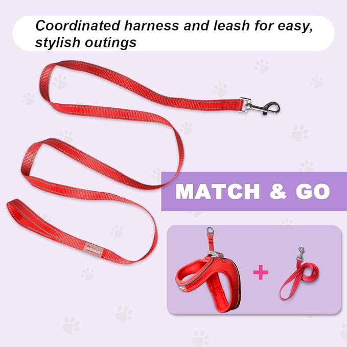 Cat Harness and Leash Set,Escape Proof Kitten Harness,Step in Adjustable Soft Lightweight,Easy Control,Reflective Strips Comfortable for Walking Travel(Red,XXXS)