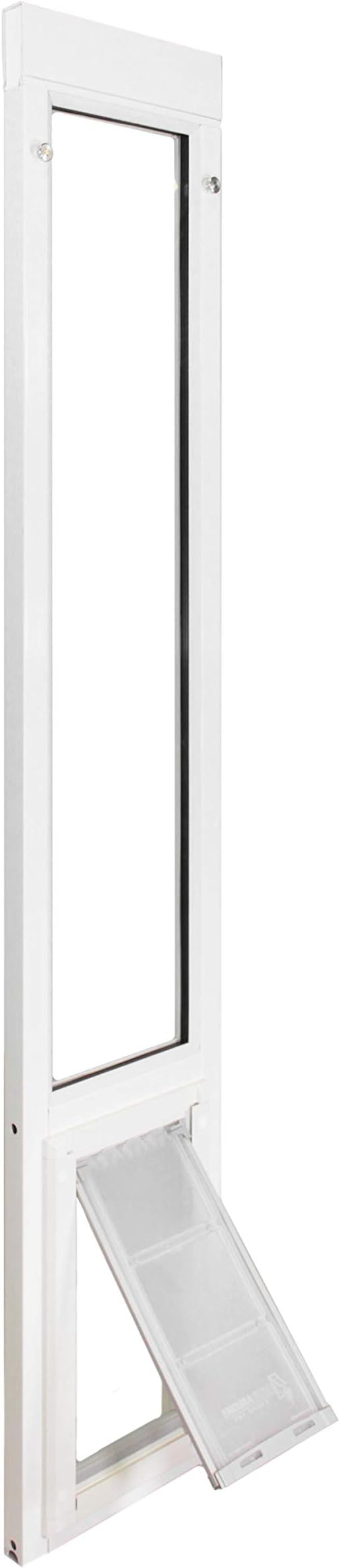 Endura Flap Pet Door for Vinyl Sliding Glass Doors | Weatherproof & Insulated Dog Door for Vinyl Sliders | Durable with Secure Locking Cover | White, Small Flap, 77.25"-80.25" Slider Height