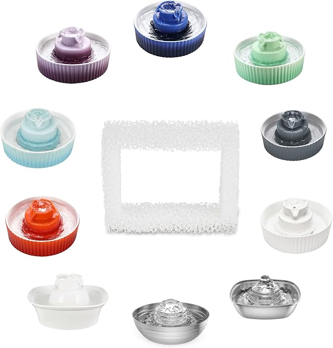 Wonder Creature Cat Water Fountain Filter, 8-pack Replacement Pre-Filter Sponges for Aurora, Cupcake, and 360° Stainless Steel Pet Fountain, Ceramic Dog Water Dispenser Filters