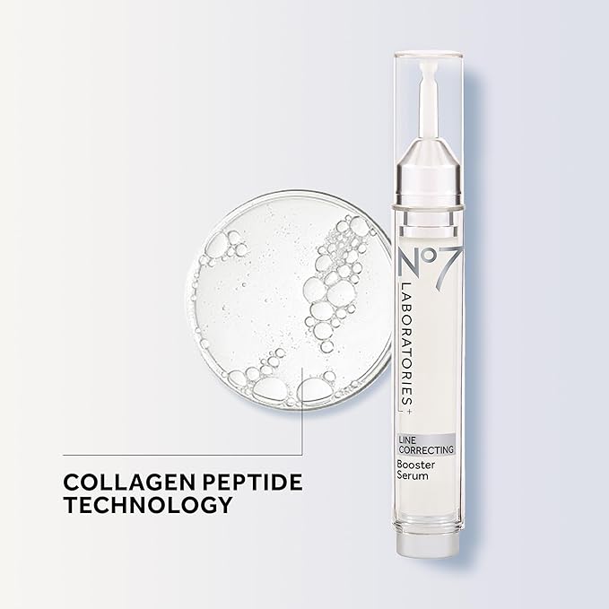 No7 Laboratories Line Correcting Booster Serum - Potent Collagen Peptide Serum for Fine Lines and Wrinkles - Moisturizing Formula for All Aging Skin Types (15 ml)