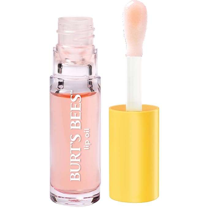 Burt's Bees Lip Oil Clear Day, Instant Hydration, Nourishes and Softens Lips, Tint Free, High Shine Finish, Responsibly Sourced Jojoba Oil, Non Sticky, Wand Applicator, 0.15 Ounce
