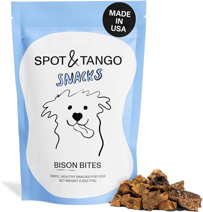 Spot & Tango Bison Bites Dog Treats - Single Ingredient, 100% Bison Kidney - Freeze-Dried Snacks - Grain & Gluten-Free - USA-Made - for Small, Medium, and Large Dogs