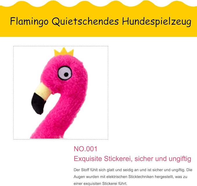 Flamingo Knot Squeaky Dog Toys with Crinkle Paper for Small and Medium Dogs,Stuffed Plush Chew Toys for Puppy to Cuddle, Curl up, Snuggle - Red