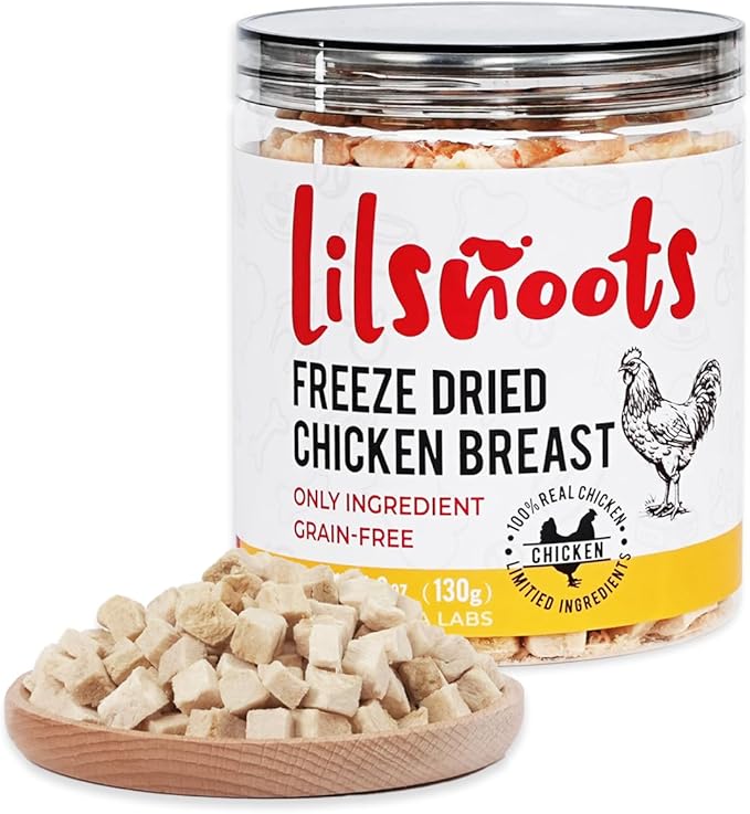 Freeze Dried Chicken Treats for Dogs Cats Single Ingredient Raw Chicken Breast Cube Pet Food Training Treats High Protein Low Fat Weight Control Grain&Gluten&Rawhide Free No Additives 4.6oz