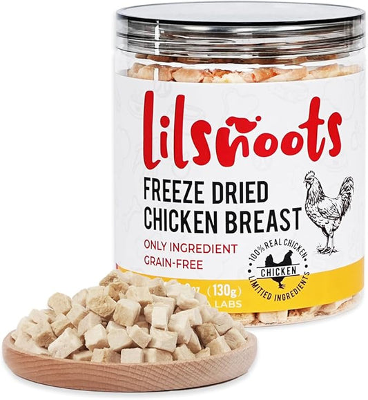 Freeze Dried Chicken Treats for Dogs Cats Single Ingredient Raw Chicken Breast Cube Pet Food Training Treats High Protein Low Fat Weight Control Grain&Gluten&Rawhide Free No Additives 4.6oz