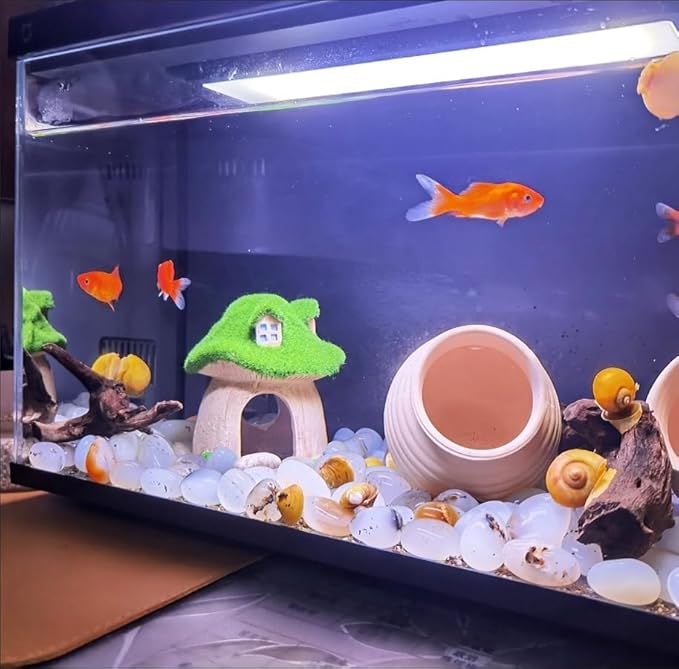 Fish House for Aquarium Aquarium Decorations Fish Hideout Mushroom Fish Tank House with Lifelike Moss (Mushroom)
