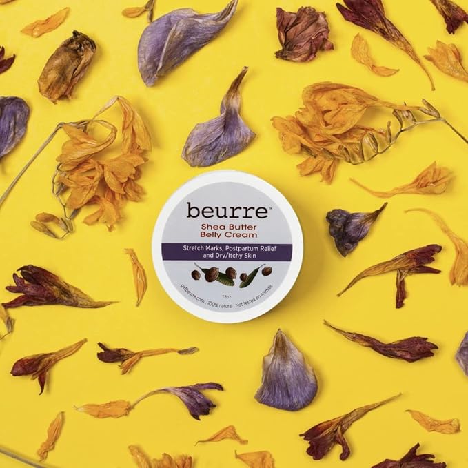 Beurre Shea Butter Belly Cream Pregnancy Lotion for Stretch Marks and Dry Skin, Vegan Skin Care, Light, Non-greasy| 7.8 oz.