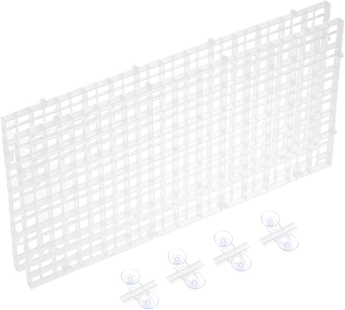 uxcell 2Pcs Aquarium Fish Tank Divider, 12x6 Inch Plastic Egg Crate Light Diffuser Grid Filter Bottom Partition Separator with Sucker Clips and Suction Cups for Aquarium, Clear