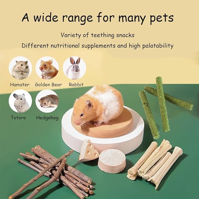 Types of Combined Chew Toys Molar Sticks Sweet Bamboo Apple Branch Timothy Grass for Pets Chinchilla Squirrel Gerbil Hamster Squirrel Guinea Pigs 140 Grams