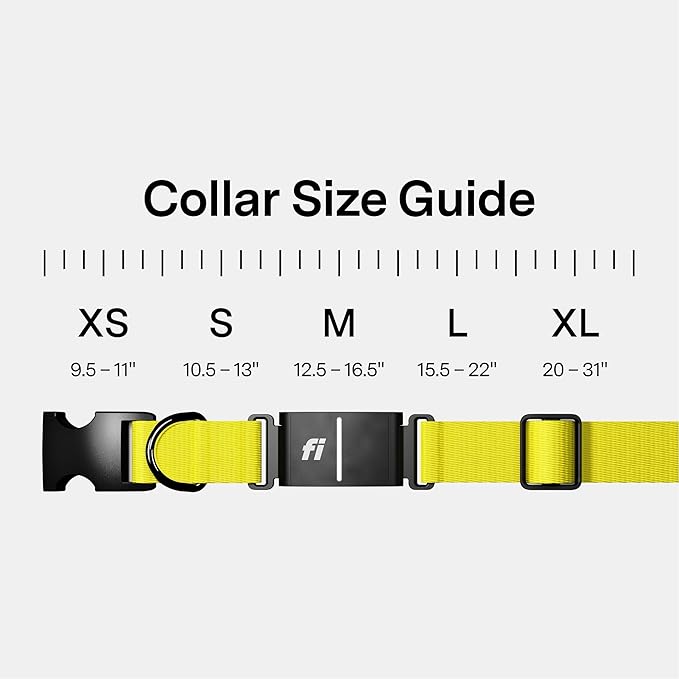 New Fi Series 3+ Smart Dog Tracker Collar [12 Month Membership Included] GPS Tracker for Dogs with Health & Behavior Monitoring, Escape Alerts, Waterproof, LED, Apple Watch Compatible (Yellow, Large)