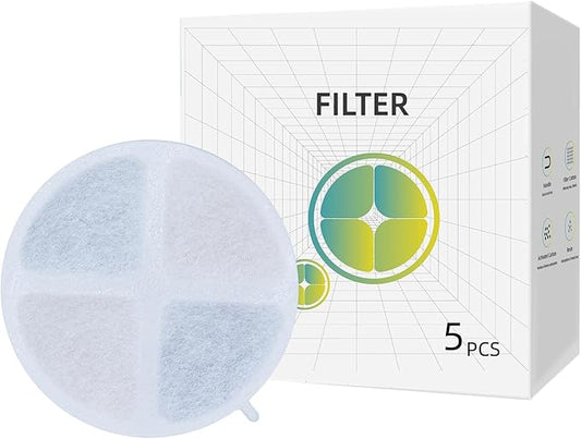 Cat Water Fountain Filter Replacement Filters for Petsuper 63oz / 1.8L Automatic Dog Water Dispenser 5 Pack