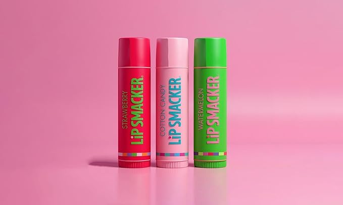 Lip Smackers Flavored Lip Balm Original & Best - Moisturizing, Soothing Trio Strawberry, Watermelon, & Cotton Candy