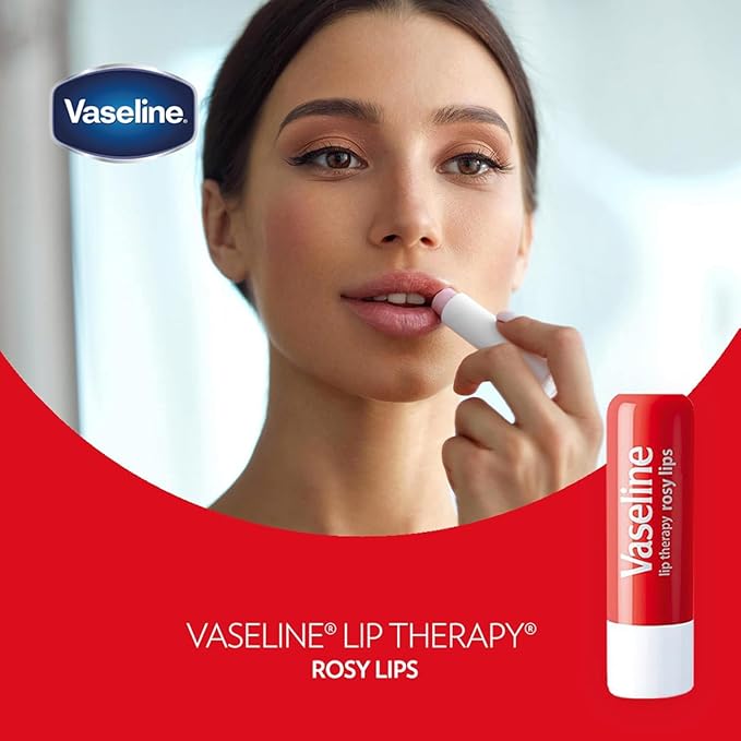 Vaseline Lip Therapy Rosy Lips 8-Pack – Moisturizing Lip Balm, Tinted, 0.16 Oz Ea
