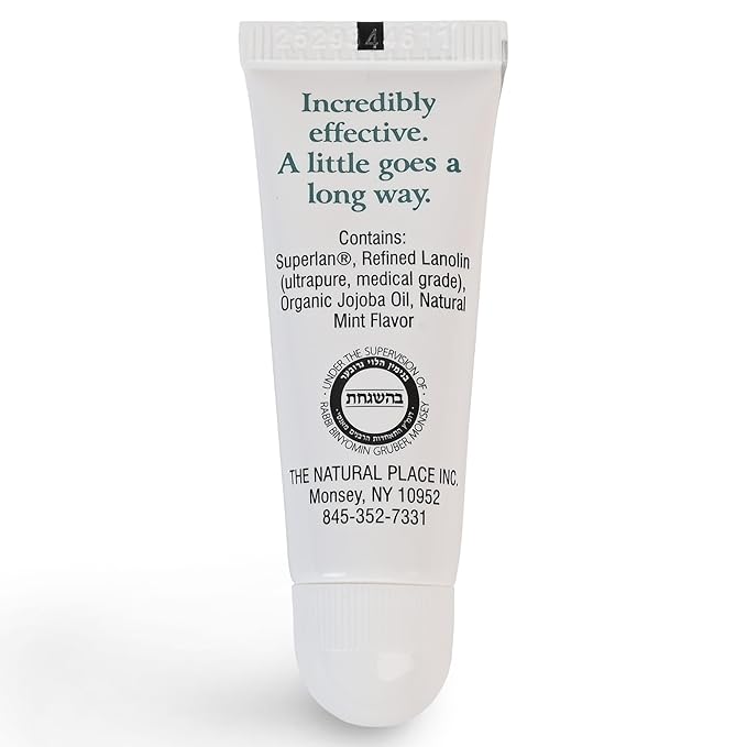 Organic Lanolin Lip Balm Mint Flavor - Lip Repair for Dry Weather - Natural Nipple Cream Lanolin - Moisturizer cracked lips - Hydrating lip care - Ultra pure jojoba oil - Kosher chapstick (0.35 Oz)