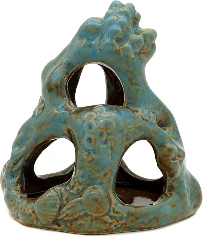 JIHAQUA Aquarium Ceramic Cave Decorations, Betta Fish Tank Accessories, Small Fish Tank Hideaway Decor
