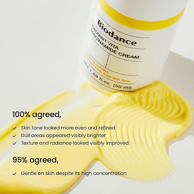 BIODANCE Radiant Vita Niacinamide Cream, Brightening, Dark Spot Correcting, Hydrating Facial Moisturizer with Vitamin C, B12, Korean Skin Care | 1.69 fl.oz, 50ml