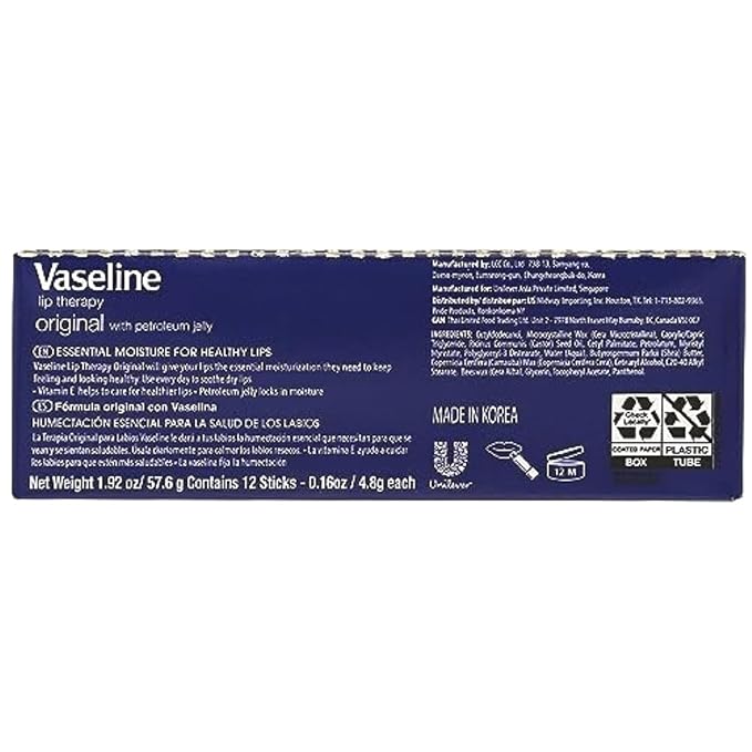 Vaseline Lip Original - 12 Pack Box
