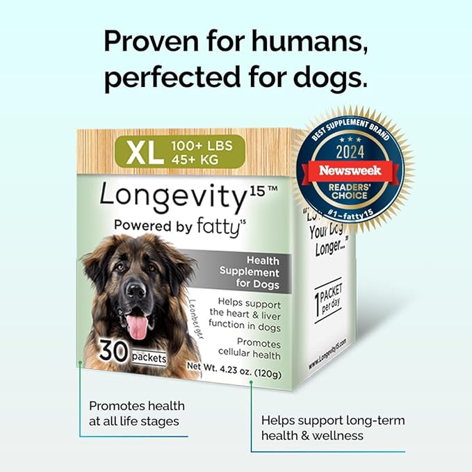 Yummy Combs Longevity15 – C15:0 – Fatty Acid Health Supplement for Dogs – Healthy Pet Supplies – for Medium Dogs, 3 Pack