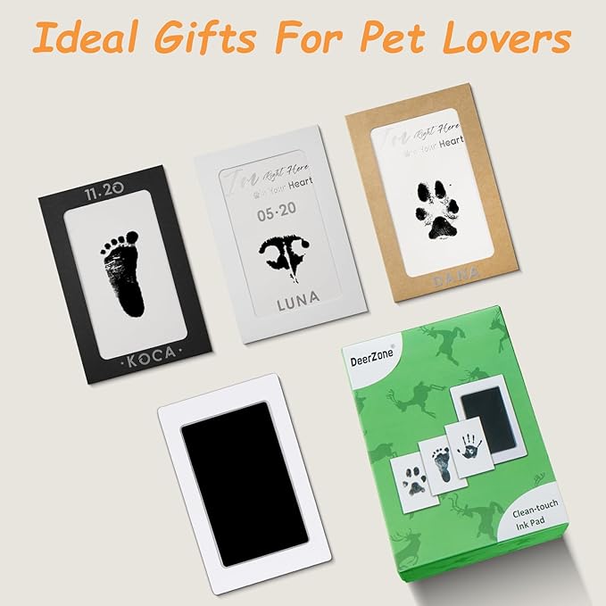 Inkless Paw Print Kit,Dog Paw Print Kit,Dog Nose Print Kit,Clean Touch Ink Pads and Imprint Cards,Pet Paw Print Impression Kit for Dogs Cats Footprint Keepsake