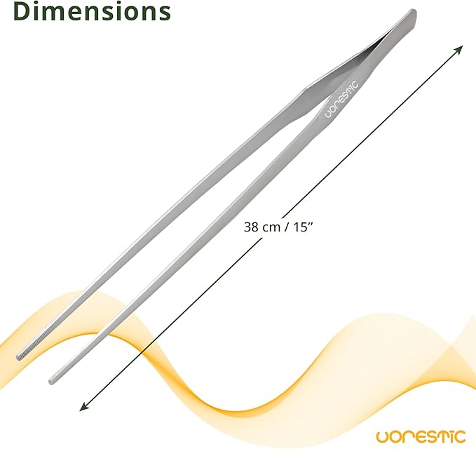 VORESTIC 1PC Straight Aquarium Tweezers, 15" Long Tweezers for Terrarium, Stainless Steel Aquascape Tool for Planting Aquarium Plants, and Aquarium Maintenance