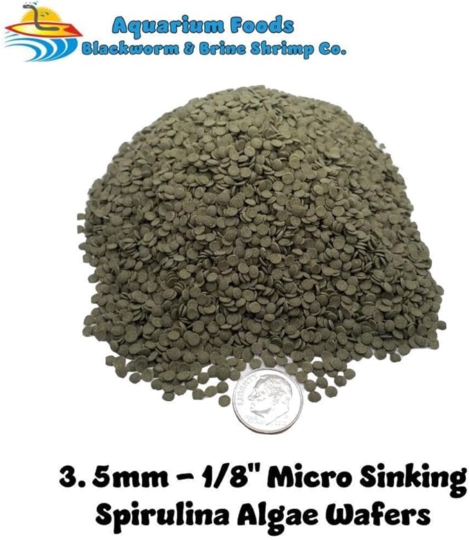 Aquatic Foods Inc. 3.5mm - 1/8" Micro Sinking Wafers of Algae, Spirulina, Veggies for All Tropical Fish, African Cichlids, Shrimp, Snails, Crabs, Catfish, Small Plecos…1-lb 4.3oz Clear Bag
