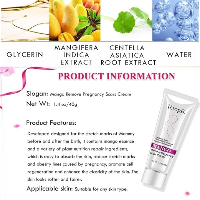 3pcs Scars Removal Cream, Mango Remove Pregnancy Scars Cream Stretches Marks Treatment Maternity Repair Firming Skin