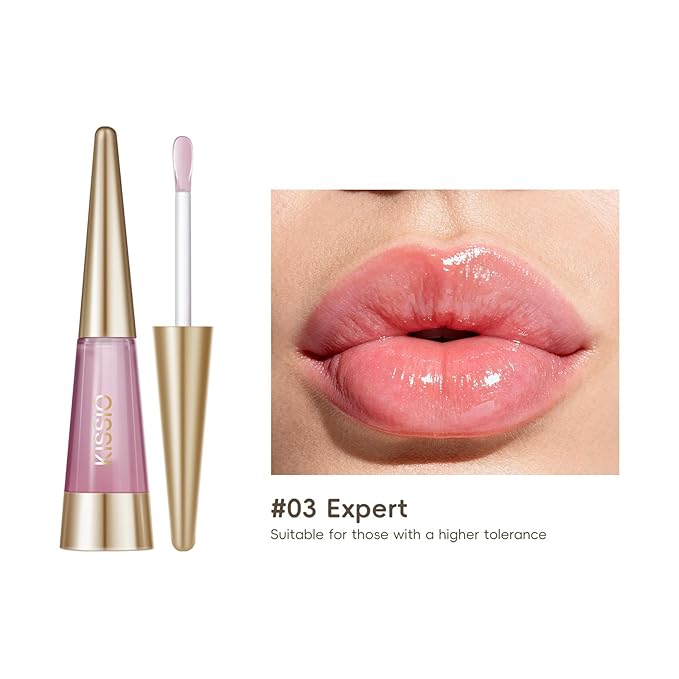 KISSIO PLUMP Lip Plumper,0.3 fl oz (9 ml),Maximum Plump with Ginger and Peptides,Extreme Lip Plumper,Hydrating and Plumping,Lips Lines Care,Lips Gloss,Expert