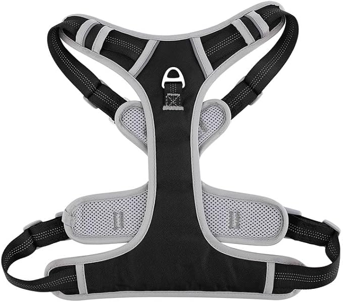 Adjustable Dog Harness - No Pull, Reflective, Soft Padded for Small, Medium, Large Dogs - Includes Leash and Collar Black S