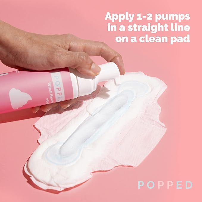 Popped New Mom Care Bundle & Baby Shower Gift Set - Peri Bottle, Witch Hazel Foam, Organic Nipple Balm, Hot/Cold Packs (2 Count) | Postpartum Essentials Bundle