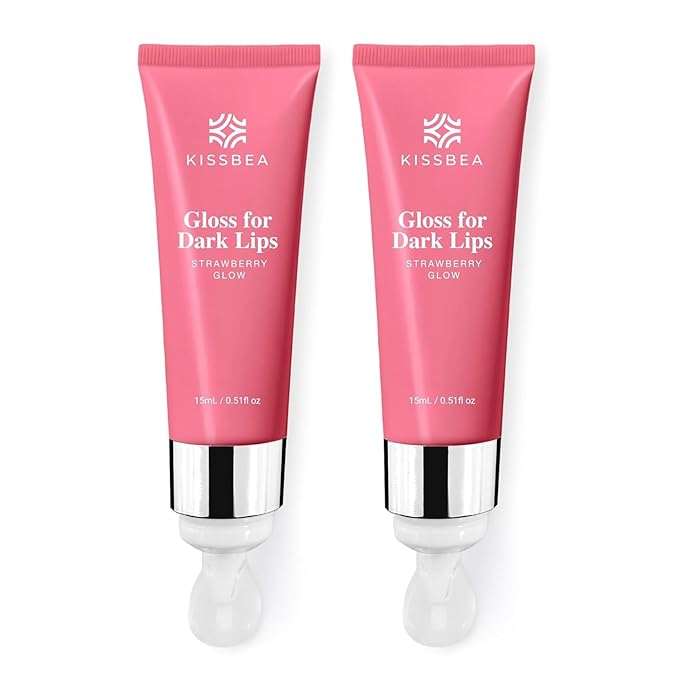 Gloss for Uneven Lip Tone, Strawberry Glow, Moisturizing Lip Gloss for Dry Lips, Non-Sticky Lip Conditioner, 2 Pack (15 mL Each)