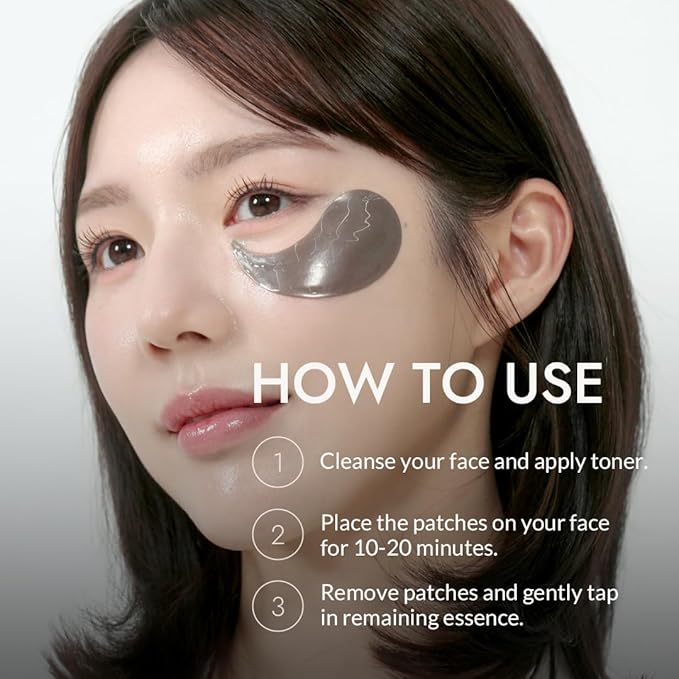 MIZON Pearl Eye Gel Patch Masks, Eye Treatment Mask Reduces Wrinkles and Puffiness, Dark Circles treatment, Hydrogel Eye Patches (Black Pearl)