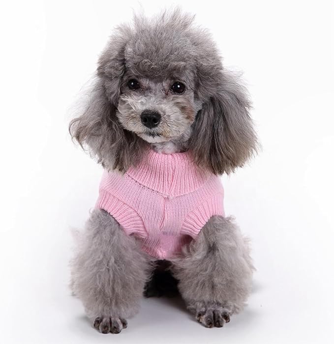 CHBORCHICEN Small Dog Sweaters Knitted Pet Cat Warm Dog Sweatshirt Winter Clothes Kitten Puppy Sweater (Medium,Pink)