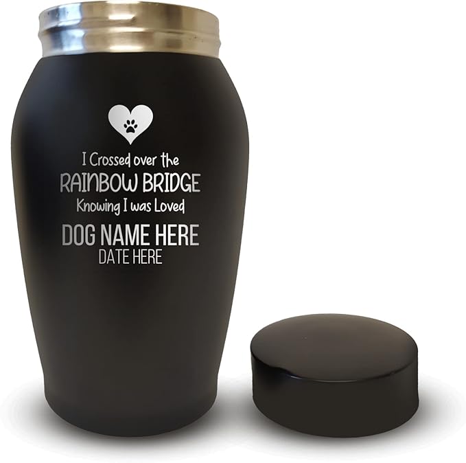 Personalized Custom Dog Urn Engraved Dog Name and Date - Stainless Steel Cremation urns for Dogs Ashes with Airtight Closure | Rainbow Bridge